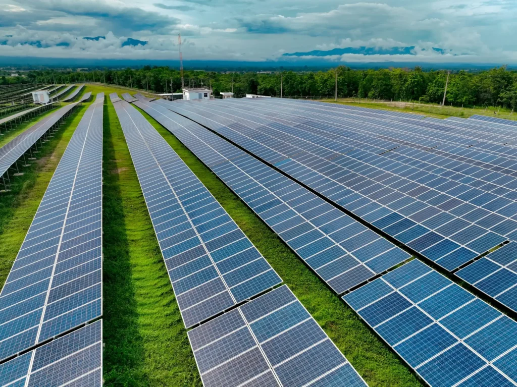 Aerial View of Solar Panel Farm