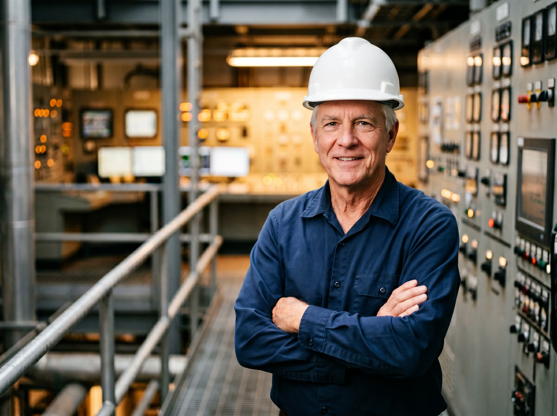 H.C. Howlett II, lead instructor at TechStar Training, in a plant control room